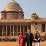 Visita di Stato del Presidente Putin, con la Presidente dell'india Droupadi Murmu e il Primo Ministro Narendra Modi. Photo: Konstantin Zavrazhin
